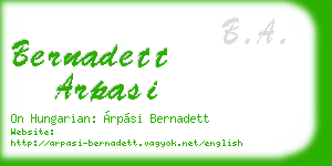 bernadett arpasi business card