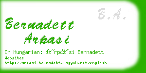 bernadett arpasi business card